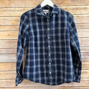 J. Crew Blue Plaid Boy Fit Button Down Shirt Size 4